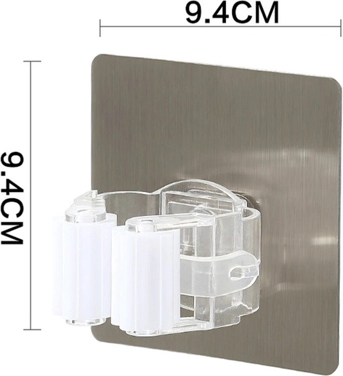 Bezem Houder - Zelfklevend - Zilverkleurig 3 Bezem Houder - Zelfklevend - Zilverkleurig - Image 3