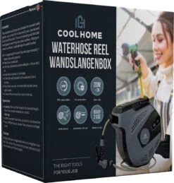 CoolHome - Wandslangenbox 20 Meter + 2 Meter - Tuinslang Met Haspel- Slangenhouder 180° Draaibaar - Tuinslanghaspel Zwart - Grijs -Best Garden Tools Store 1146x1200 4