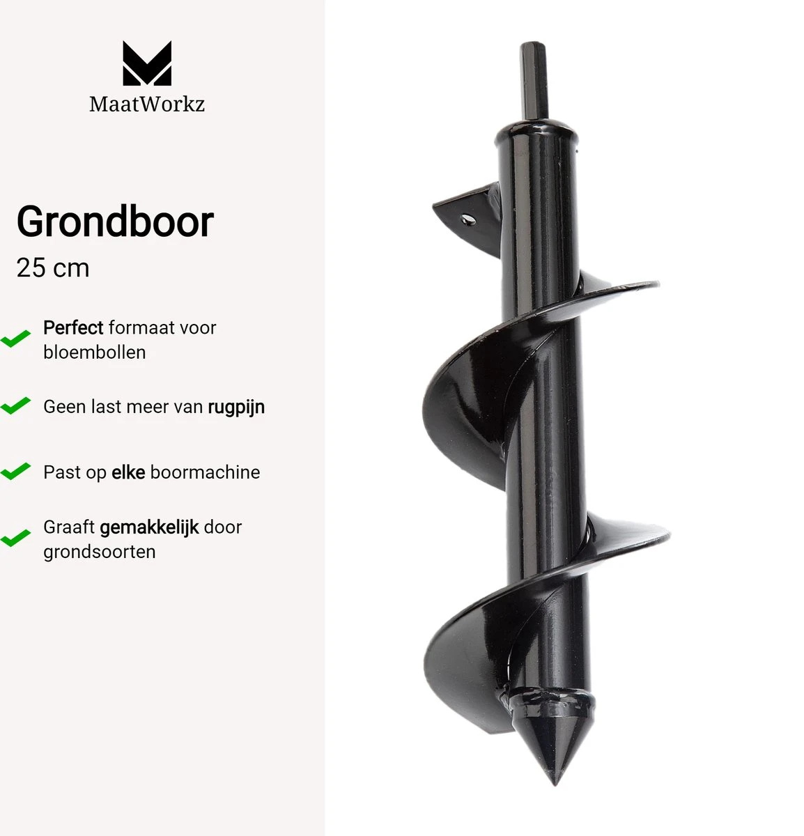 MaatWorkz - Grondboor - 25 CM - Boormachine - Bollenplanter - Moestuin - Palenboor - Boor - Tuin 2 MaatWorkz - Grondboor - 25 CM - Boormachine - Bollenplanter - Moestuin - Palenboor - Boor - Tuin - Image 2
