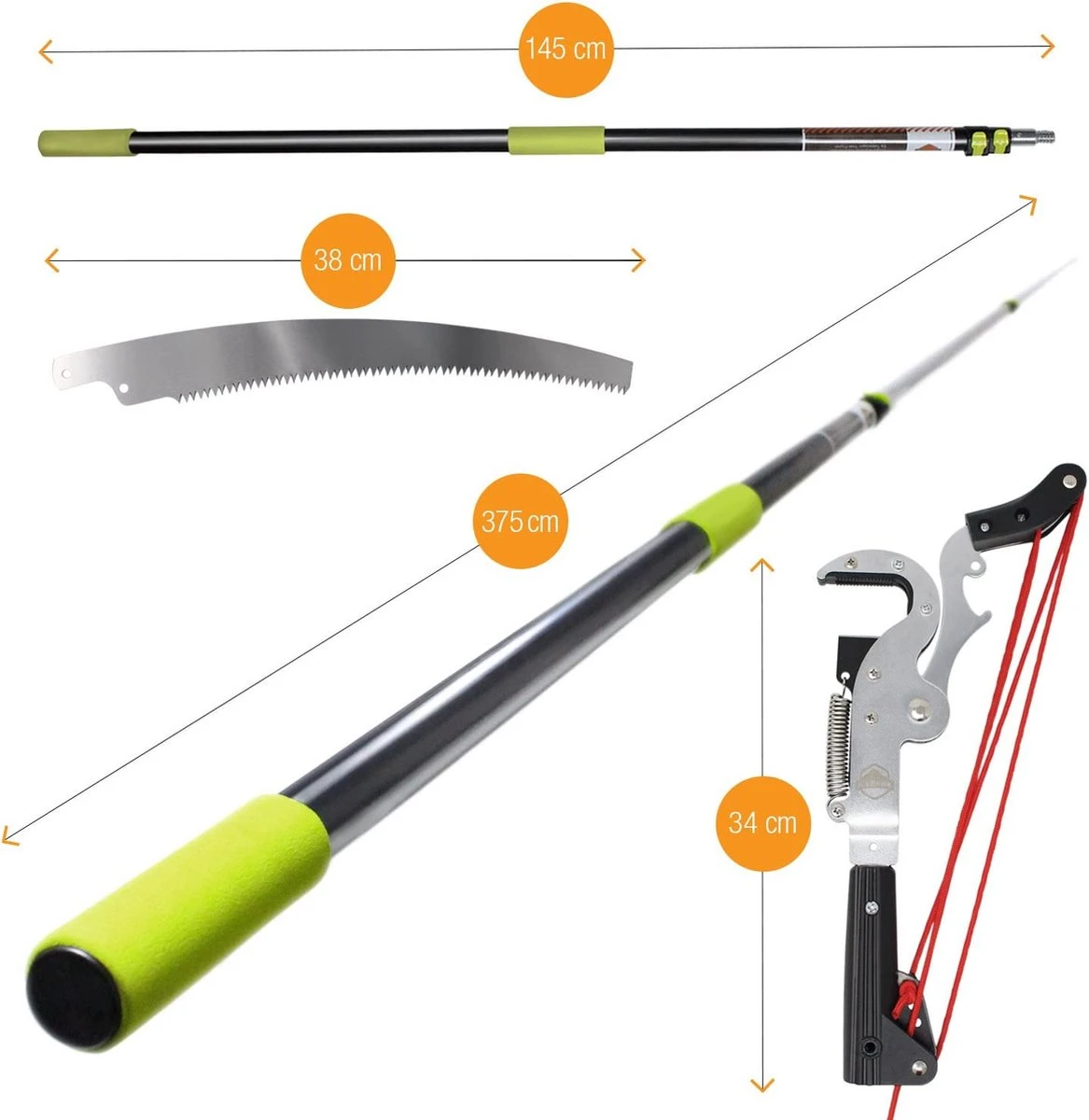 Iceberk Snoeischaar + Snoeizaag (1,45 - 3,70 M) - Telescopische Snoeischaar Voor Het Snoeien Van Bomen En Dichte Struiken Zonder Ladder 2 Iceberk Snoeischaar + Snoeizaag (1,45 - 3,70 M) - Telescopische Snoeischaar Voor Het Snoeien Van Bomen En Dichte Struiken Zonder Ladder - Image 2