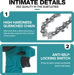 Merkloos Mini Accu Kettingzaag - 4 Inch Elektrische Boomzaag - Handkettingzaag - Met 2 Accu En 1 Oplader - Voor Tuinboom Ranch Bomen Snijden Hout- Blauw -Best Garden Tools Store 1179x1200 3