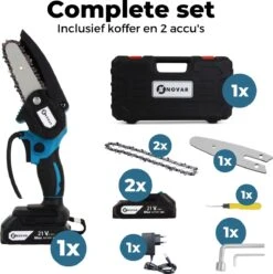 NovarGarden® Mini Kettingzaag NG1 - Met 2x Accu - Takkenzaag - Snoeizaag - Electrisch - Handzaag - Boomzaag - 21V -Best Garden Tools Store 1193x1200 7