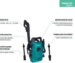 VONROC Hogedrukreiniger V14C-1 - 1400W – 110 Bar – 390 L/h – Compact - Incl. 5m Slang, Spuitstukken En Accessoires -Best Garden Tools Store 1200x1008