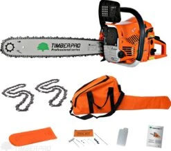 TIMBERPRO - Kettingzaag – Benzine - 62 Cc - Zwaardlengte 50 Cm - Transportzak - 2e Ketting -Best Garden Tools Store 1200x1059 1