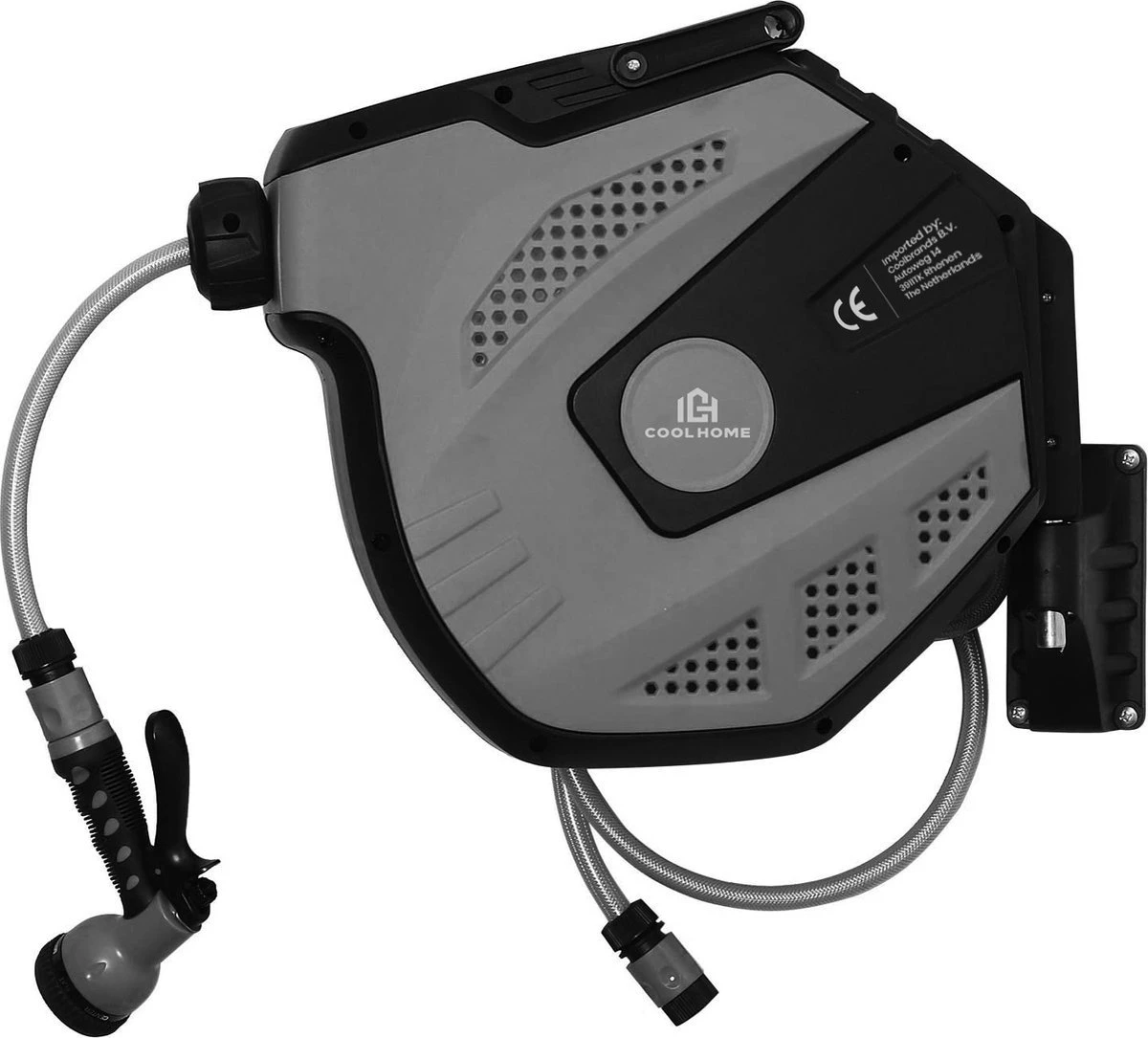 CoolHome Wandslangenbox 15 Meter + 1,5 Meter - Tuinslang Met Haspel- Slangenhouder 180° Draaibaar - Tuinslanghaspel Zwart - Grijs 1 CoolHome Wandslangenbox 15 Meter + 1,5 Meter - Tuinslang Met Haspel- Slangenhouder 180° Draaibaar - Tuinslanghaspel Zwart - Grijs