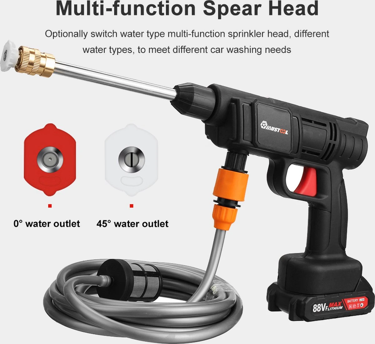 Merkloos Elektrische Accu-Hogedrukreiniger - 1.2mpa - Multifunctioneel Mondstuk - Draagbaar Oplaadbaar Snoerloos - Reinigingsspuitpistool - Met Rijke Accessoires - Voor Auto, Tuin, Terras, Raam - Zwart 2 Merkloos Elektrische Accu-Hogedrukreiniger - 1.2mpa - Multifunctioneel Mondstuk - Draagbaar Oplaadbaar Snoerloos - Reinigingsspuitpistool - Met Rijke Accessoires - Voor Auto, Tuin, Terras, Raam - Zwart - Image 2