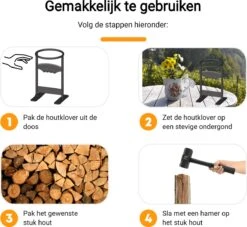 Maatworkz - Houtklover + Hamer - Houtsplijter - Houtkliever - Houtklover Voor Aanmaakhout - Gietijzer - Zwart -Best Garden Tools Store 1200x1103 2