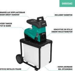 VONROC Stille Hakselaar/Shredder 2800W – Voor Takken Tot Ø45mm – Incl. 60L Opvangbak & Duwstok -Best Garden Tools Store 1200x1134 4
