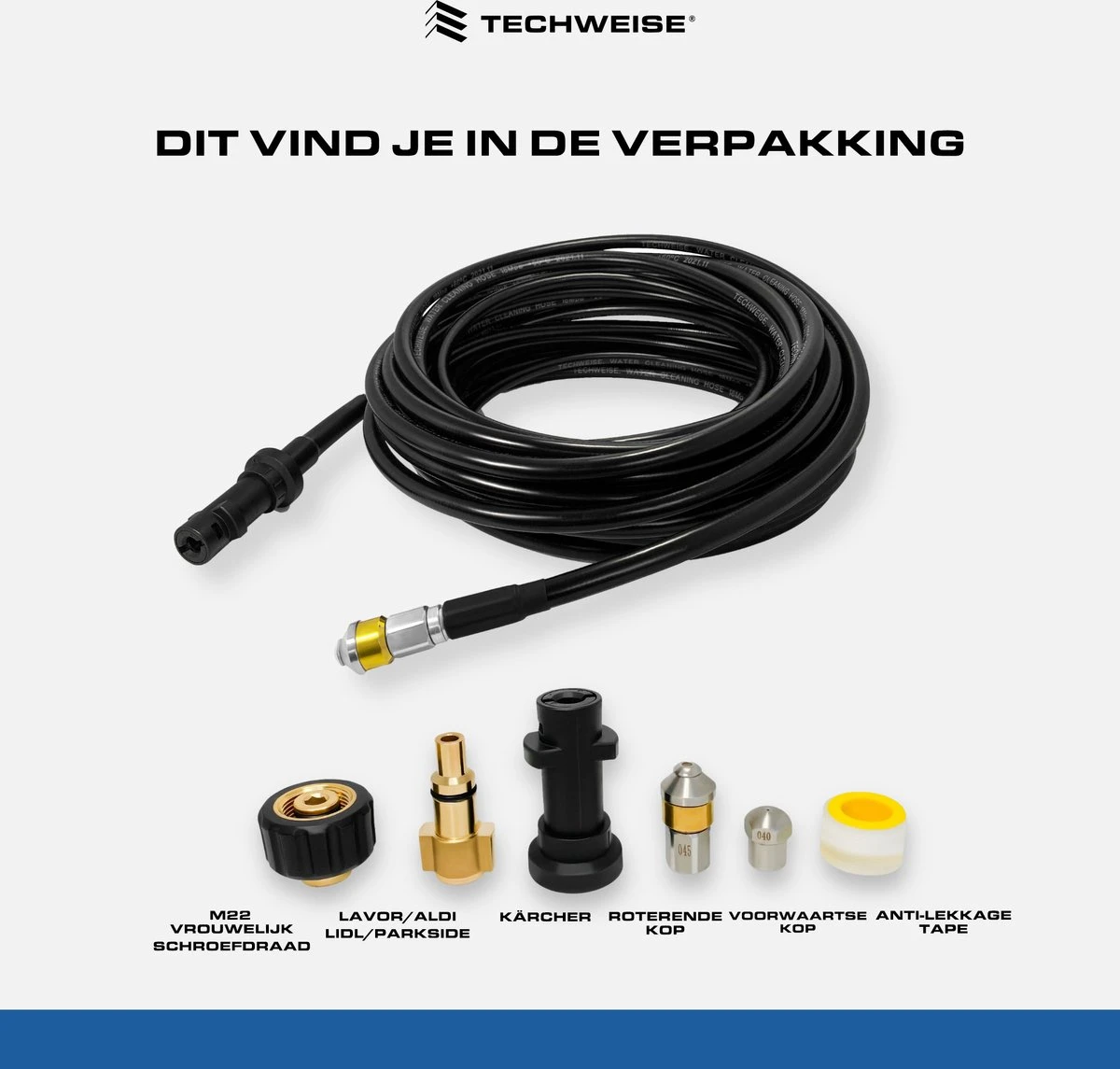 Techweise - Rioolslang Voor O.a. Kärcher - 15M - Met Roterende En Voorwaartse Kop 3 Techweise - Rioolslang Voor O.a. Kärcher - 15M - Met Roterende En Voorwaartse Kop - Image 3