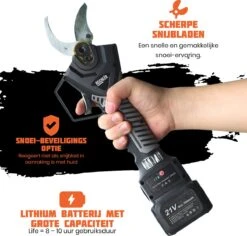 Reichlër® Elektrische Snoeischaar - 40 Mm Snijdiameter - 2x Accu - Anti-cut Functie - Heggenschaar - Takkenschaar - Zwart -Best Garden Tools Store 1200x1145