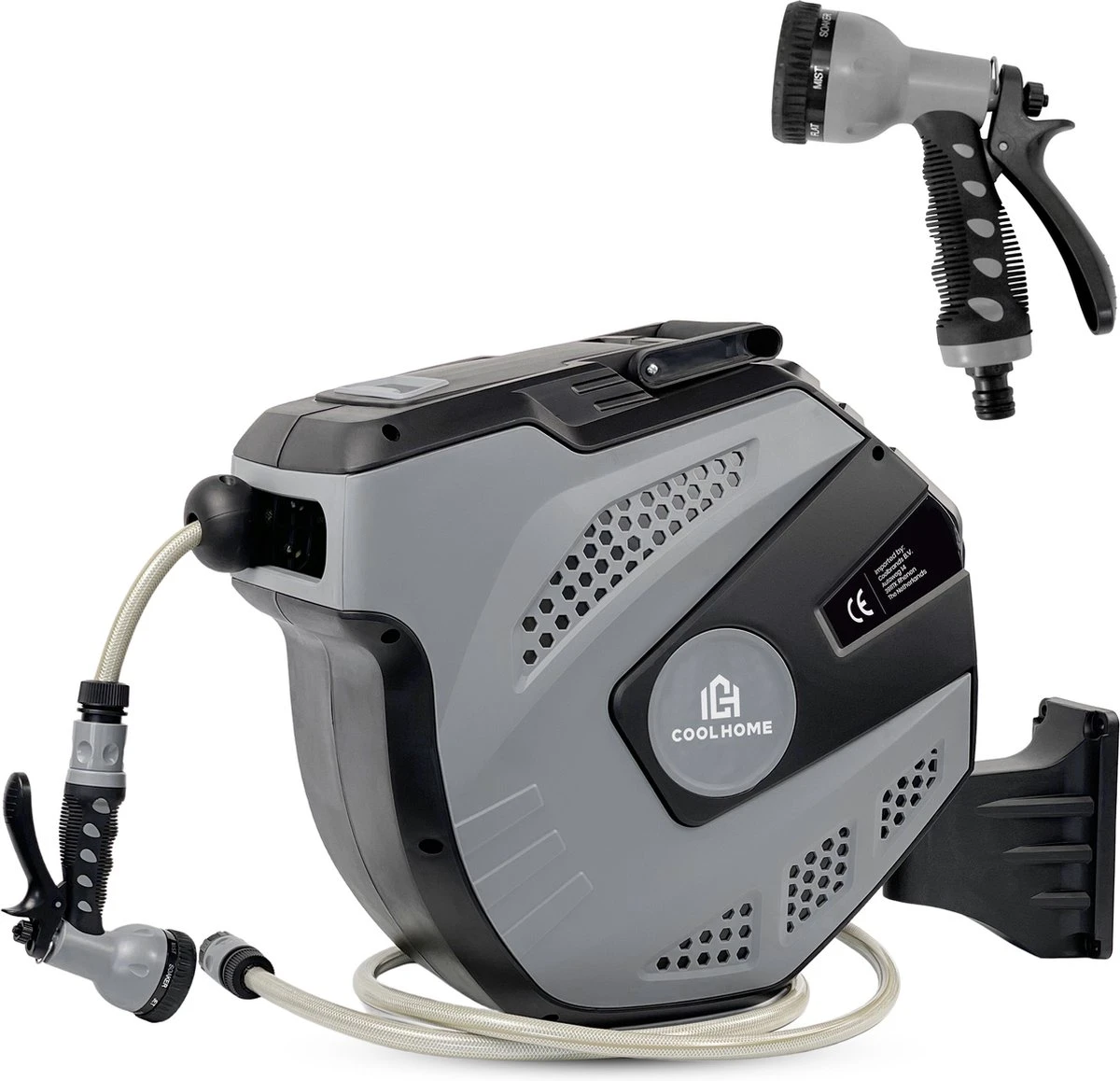 CoolHome Wandslangenbox 15 Meter + 1,5 Meter - Tuinslang Met Haspel- Slangenhouder 180° Draaibaar - Tuinslanghaspel Zwart - Grijs 6 CoolHome Wandslangenbox 15 Meter + 1,5 Meter - Tuinslang Met Haspel- Slangenhouder 180° Draaibaar - Tuinslanghaspel Zwart - Grijs - Image 6