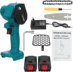 Merkloos Mini Accu Kettingzaag - 4 Inch Elektrische Boomzaag - Handkettingzaag - Met 2 Accu En 1 Oplader - Voor Tuinboom Ranch Bomen Snijden Hout- Blauw -Best Garden Tools Store 1200x1170 8