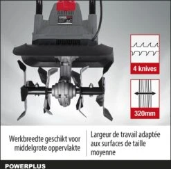 Powerplus POWEG7010 Tuinfrees - 1050W - Werkbreedte 320mm - Werkdiepte Max. 220mm - Incl. 4 Messen -Best Garden Tools Store 1200x1179 11