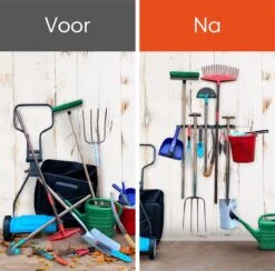 TTD Premium XXL Bezemhouder En Gereedschapsrek - Opslag Van Gereedschap - Opslag Van Schoonmaakspullen - Tuingereedschap - Klussen - RVS - Zwart -Best Garden Tools Store 1200x1186