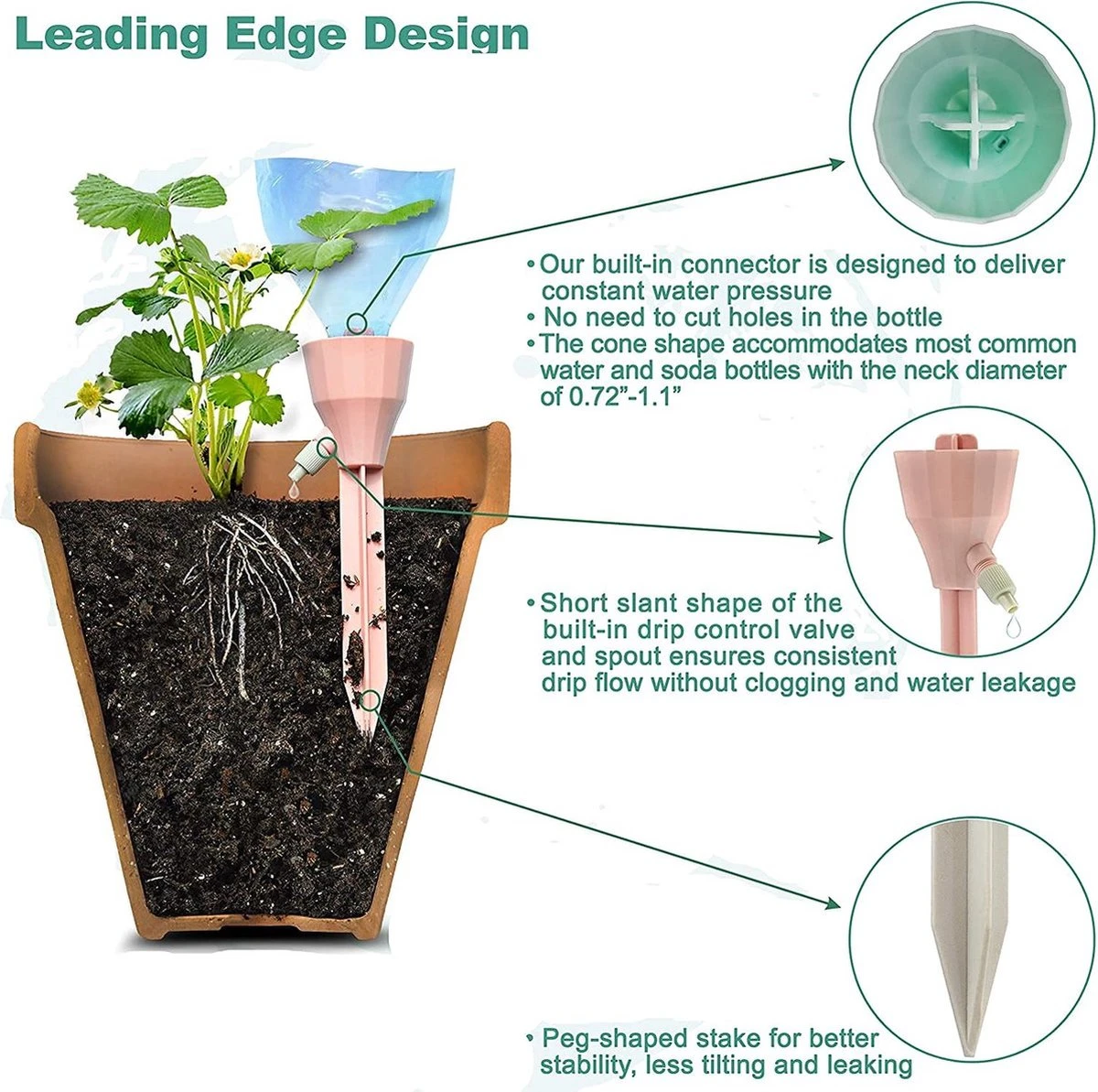 BOTC Waterdruppelaar Set Van 6 Stuks Voor Planten - Watergeefsysteem 7 BOTC Waterdruppelaar Set Van 6 Stuks Voor Planten - Watergeefsysteem - Image 7
