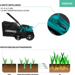 VONROC Elektrische Verticuteermachine - Gazonbeluchter – 1300W – Maaibreedte 320 Mm – 4 Dieptestanden (12/9/6/3 Mm) – Incl. 35L. Opvangbak -Best Garden Tools Store 1200x1200 13