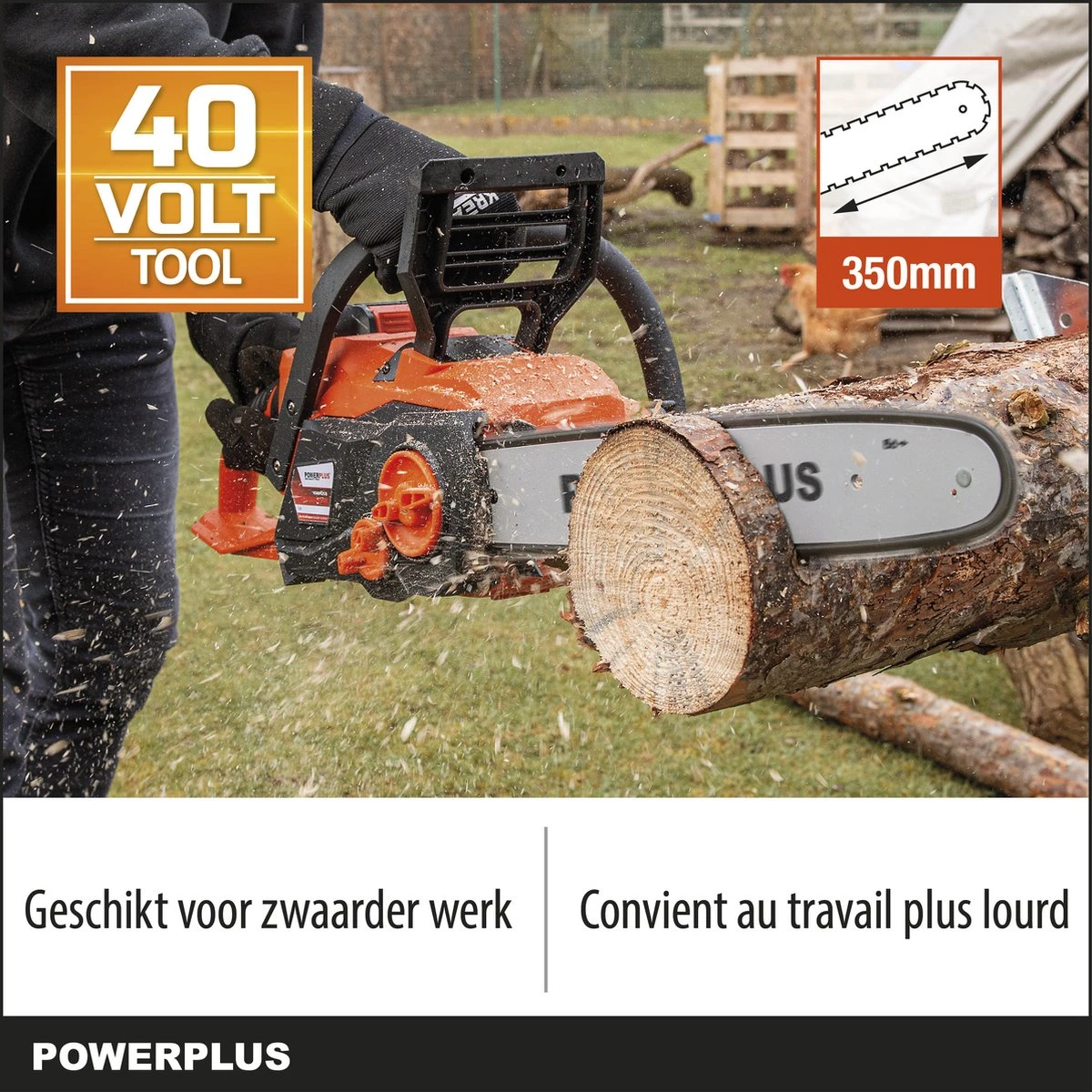 Powerplus Dual Power POWDPGSET33 Accu Kettingzaag - 40V - 30 Cm Zwaardlengte -2x20V Accu -1 X Lader 2 Powerplus Dual Power POWDPGSET33 Accu Kettingzaag - 40V - 30 Cm Zwaardlengte -2x20V Accu -1 X Lader - Image 2