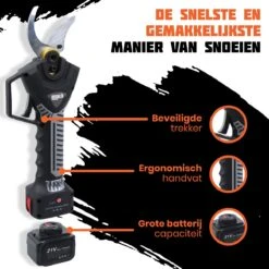 Reichlër® Elektrische Snoeischaar - 40 Mm Snijdiameter - 2x Accu - Anti-cut Functie - Heggenschaar - Takkenschaar - Zwart -Best Garden Tools Store 1200x1200 23