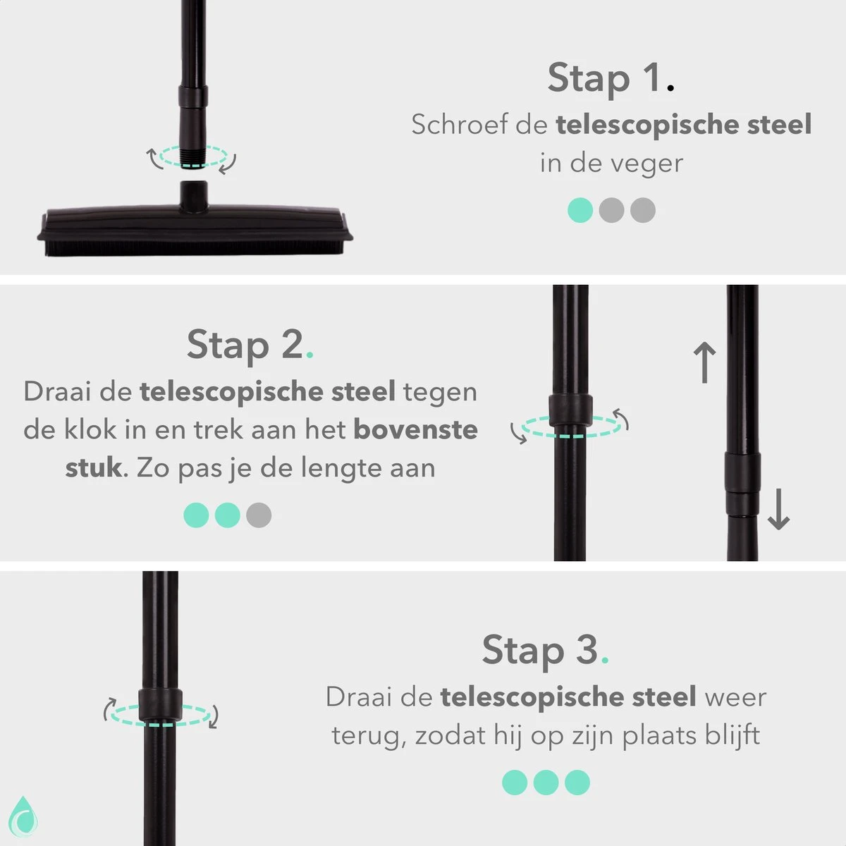 CLEANLY® Rubberen Bezem Met Vloerwisser - Kappersbezem - Zachte Bezem Binnen & Buiten - Vloertrekker Met Steel - 68-150 Cm 3 CLEANLY® Rubberen Bezem Met Vloerwisser - Kappersbezem - Zachte Bezem Binnen & Buiten - Vloertrekker Met Steel - 68-150 Cm - Image 3