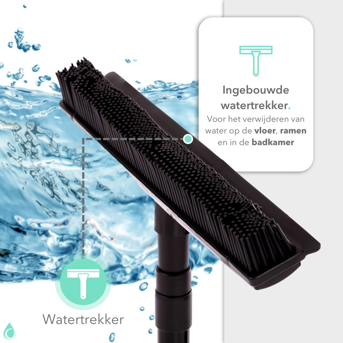 CLEANLY® Rubberen Bezem Met Vloerwisser - Kappersbezem - Zachte Bezem Binnen & Buiten - Vloertrekker Met Steel - 68-150 Cm 4 CLEANLY® Rubberen Bezem Met Vloerwisser - Kappersbezem - Zachte Bezem Binnen & Buiten - Vloertrekker Met Steel - 68-150 Cm - Image 4