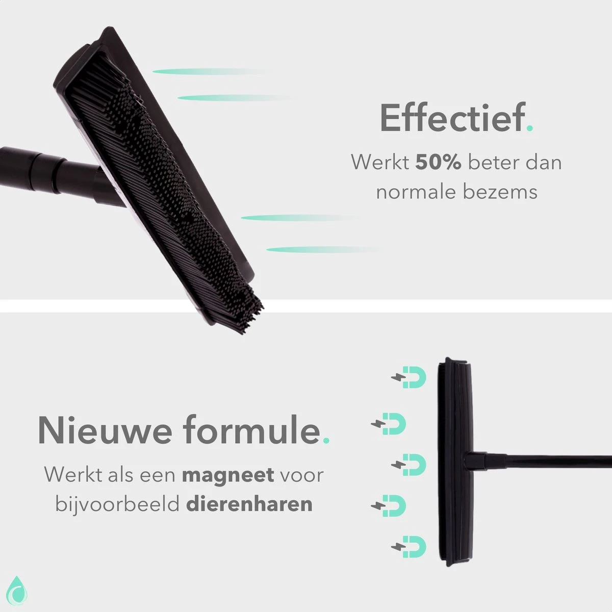 CLEANLY® Rubberen Bezem Met Vloerwisser - Kappersbezem - Zachte Bezem Binnen & Buiten - Vloertrekker Met Steel - 68-150 Cm 5 CLEANLY® Rubberen Bezem Met Vloerwisser - Kappersbezem - Zachte Bezem Binnen & Buiten - Vloertrekker Met Steel - 68-150 Cm - Image 5