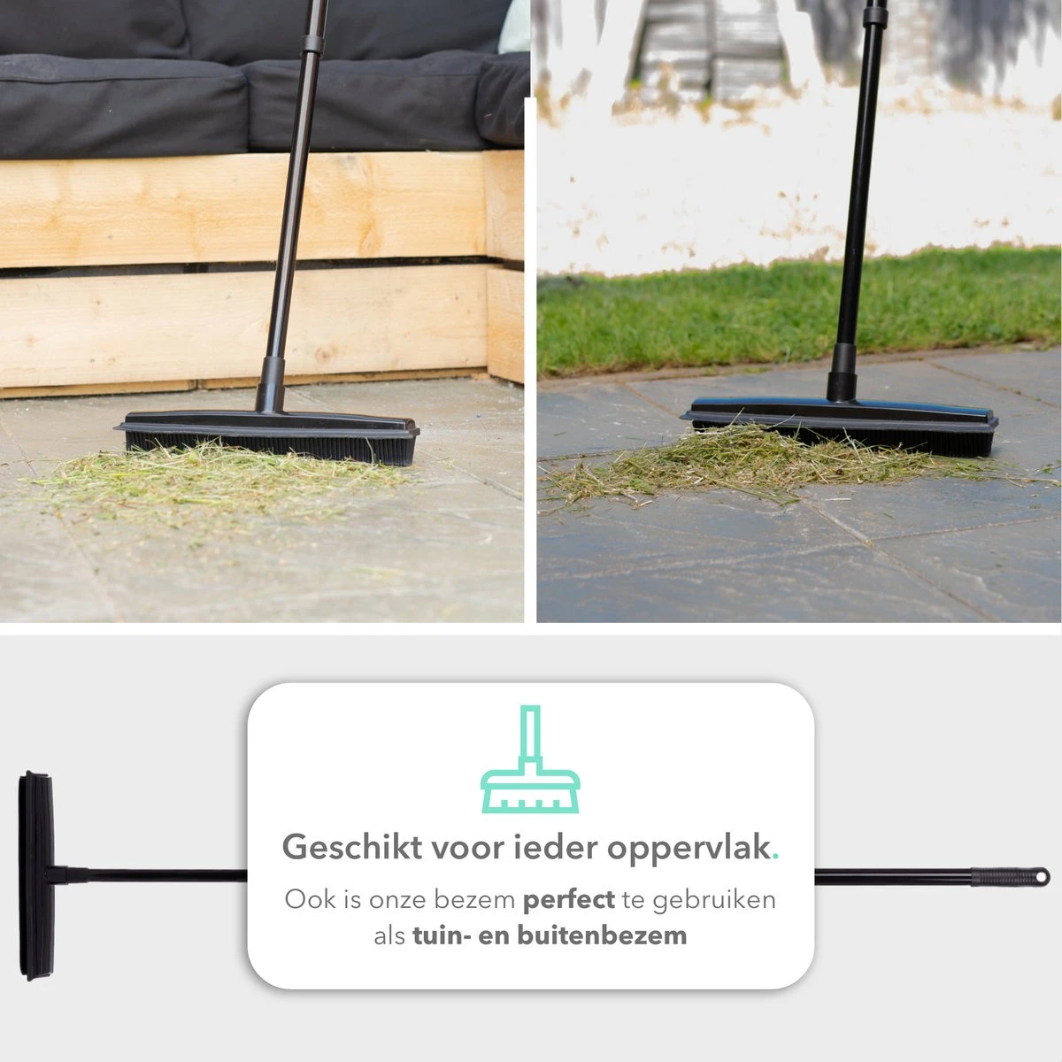 CLEANLY® Rubberen Bezem Met Vloerwisser - Kappersbezem - Zachte Bezem Binnen & Buiten - Vloertrekker Met Steel - 68-150 Cm 7 CLEANLY® Rubberen Bezem Met Vloerwisser - Kappersbezem - Zachte Bezem Binnen & Buiten - Vloertrekker Met Steel - 68-150 Cm - Image 7