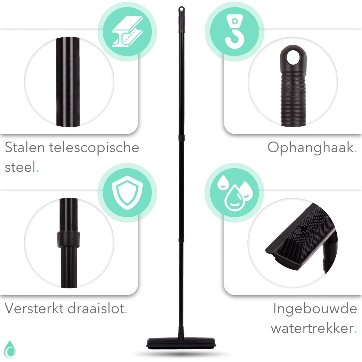CLEANLY® Rubberen Bezem Met Vloerwisser - Kappersbezem - Zachte Bezem Binnen & Buiten - Vloertrekker Met Steel - 68-150 Cm 10 CLEANLY® Rubberen Bezem Met Vloerwisser - Kappersbezem - Zachte Bezem Binnen & Buiten - Vloertrekker Met Steel - 68-150 Cm - Image 10