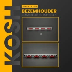 Merkloos Stevige Bezemhouder - Aluminium - Ophangsysteem Bezem - 5 Haken & 4 Houders - Gereedschaphouder - Opbergsysteem -Best Garden Tools Store 1200x1200 356