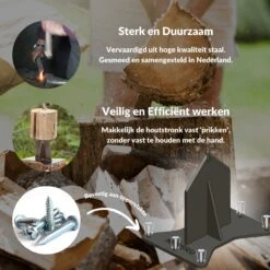 Miseru Houtklover – Geen Bijl Nodig – No Axe - Houtsplijter – Houtkliever – HANDMADE In Holland - Houtklover Voor Aanmaakhout – Metaal -Best Garden Tools Store 1200x1200 44