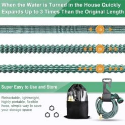 IBright Extra Sterke Uitrekbare Tuinslang - Flexibel - 15 Meter - Inclusief Opbergtas ,Sproeier ,Koppelstuk En Ophanghaak - Groen -Best Garden Tools Store 1200x1200 547
