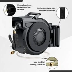 Buxibo - Wandslangenbox 20 Meter + 2 Meter - Tuinslang Met Haspel - 9 Sproei Standen - Slangenhouder 180° Draaibaar - Tuinslanghaspel Zwart+ Gratis Sproeier - Zwart -Best Garden Tools Store 1200x1200 566