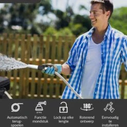 Buxibo - Wandslangenbox 20 Meter + 2 Meter - Tuinslang Met Haspel - 9 Sproei Standen - Slangenhouder 180° Draaibaar - Tuinslanghaspel Zwart+ Gratis Sproeier - Zwart -Best Garden Tools Store 1200x1200 567