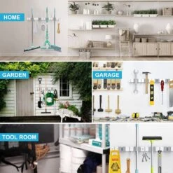 BOTC Bezemhouder - 5 Houders 6 Haken Bezem Ophangsysteem - Zeflklevend - Opbergsysteem - Ophanghaken - Tuingereedschap - Gereedschap Opbergen -Best Garden Tools Store 1200x1200 59