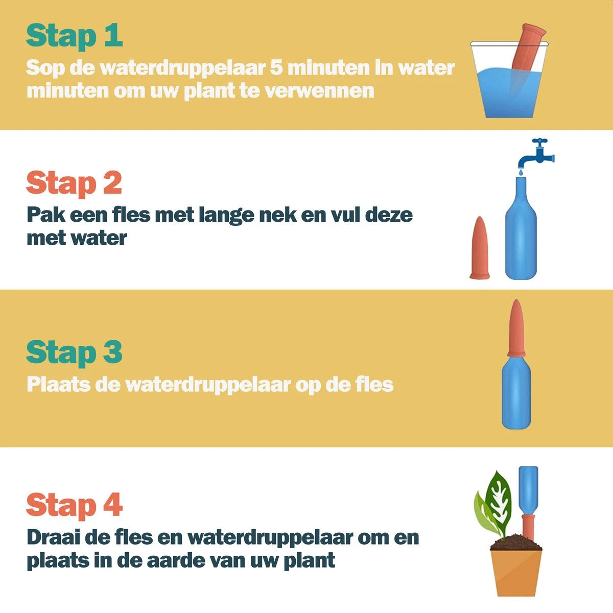 Bloomin Waterdruppelaar Van Terracotta - Waterdruppelaar Voor Planten - Druppelsysteem - Irrigatiesysteem - Watergeefsysteem - Bewateringssysteem - 8 Stuks 2 Bloomin Waterdruppelaar Van Terracotta - Waterdruppelaar Voor Planten - Druppelsysteem - Irrigatiesysteem - Watergeefsysteem - Bewateringssysteem - 8 Stuks - Image 2