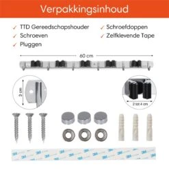 TTD Premium XXL Bezemhouder En Gereedschapsrek - Opslag Van Gereedschap - Opslag Van Schoonmaakspullen - Tuingereedschap - Klussen - RVS - Zwart -Best Garden Tools Store 1200x1200 9