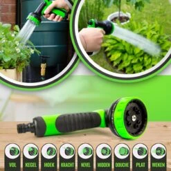 MD-Goods ® Super Sterk Uitrekbare Tuinslang Tot 30 Meter + GRATIS Tas En Koppelstuk - Tuinsproeier - Tuin Besproeien - Waterslang - Sproeikop - Groen - Flexibel Elastisch -Best Garden Tools Store 1200x1200 927
