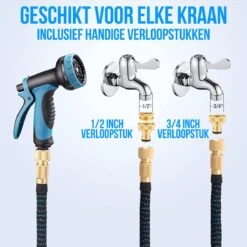 Strex Flexibele Tuinslang 15M Met Sproeikop - Uitrekbaar - Incl. Koppelingen, Ophanghaak & Opbergzak -Best Garden Tools Store 1200x1200 931