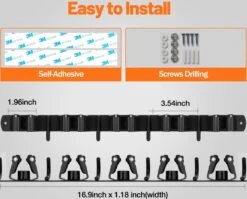 BOTC Bezemhouder - 5 Houders 6 Haken - Gereedschapshouder - Zeflklevend - Bezem Ophangsysteem - Ophanghaken - Tuingereedschap -Best Garden Tools Store 1200x966