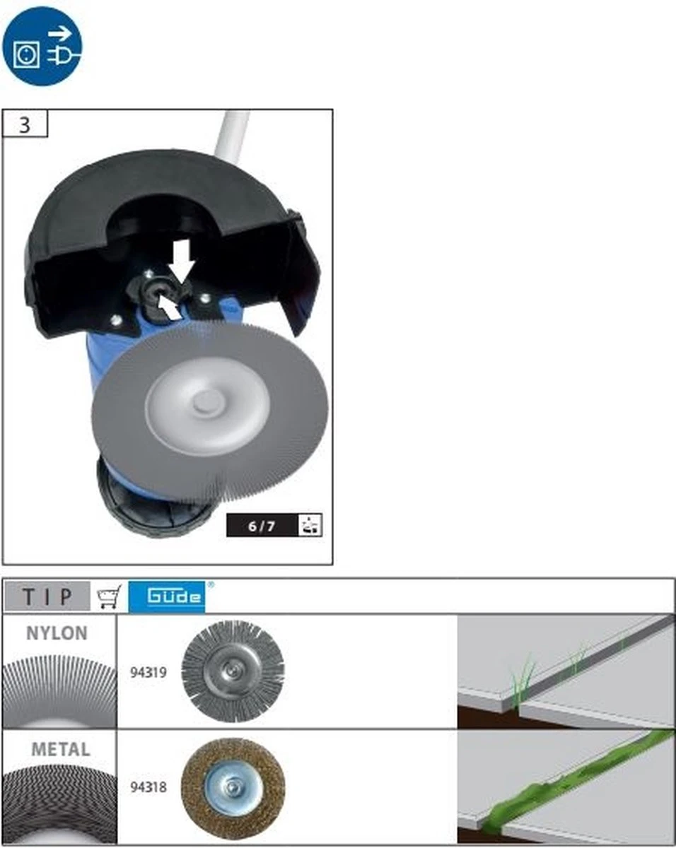 Güde Luxe Elektrische Voegenreiniger GFR401 - Onkruidborstel - Met Vier Borstels - 400W 2 Güde Luxe Elektrische Voegenreiniger GFR401 - Onkruidborstel - Met Vier Borstels - 400W - Image 2